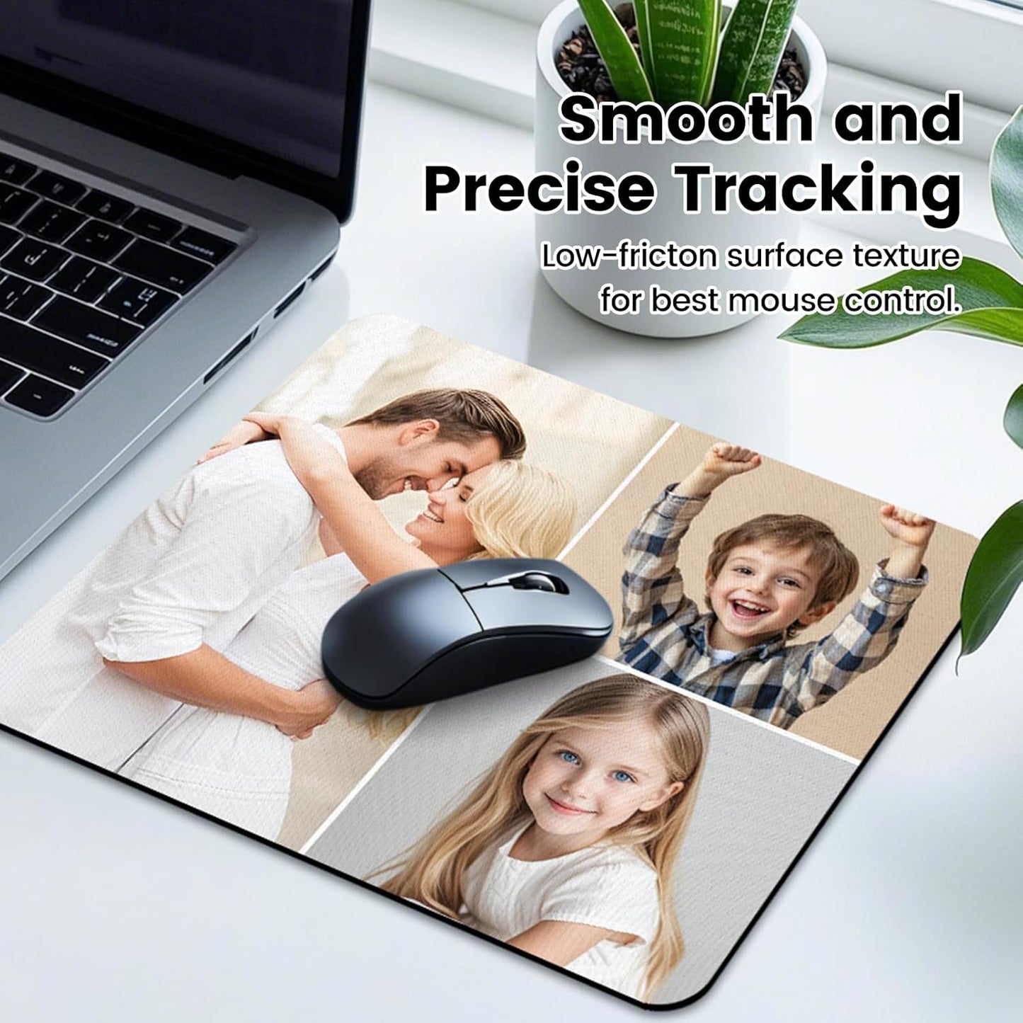 Custom Mouse Pad, Personalized Mouse Pad with Photo & Text, Neoprene Mouse Mat for Laptop Computer Office Desk, Mousepad Small with Anti-Slip Rubber Base