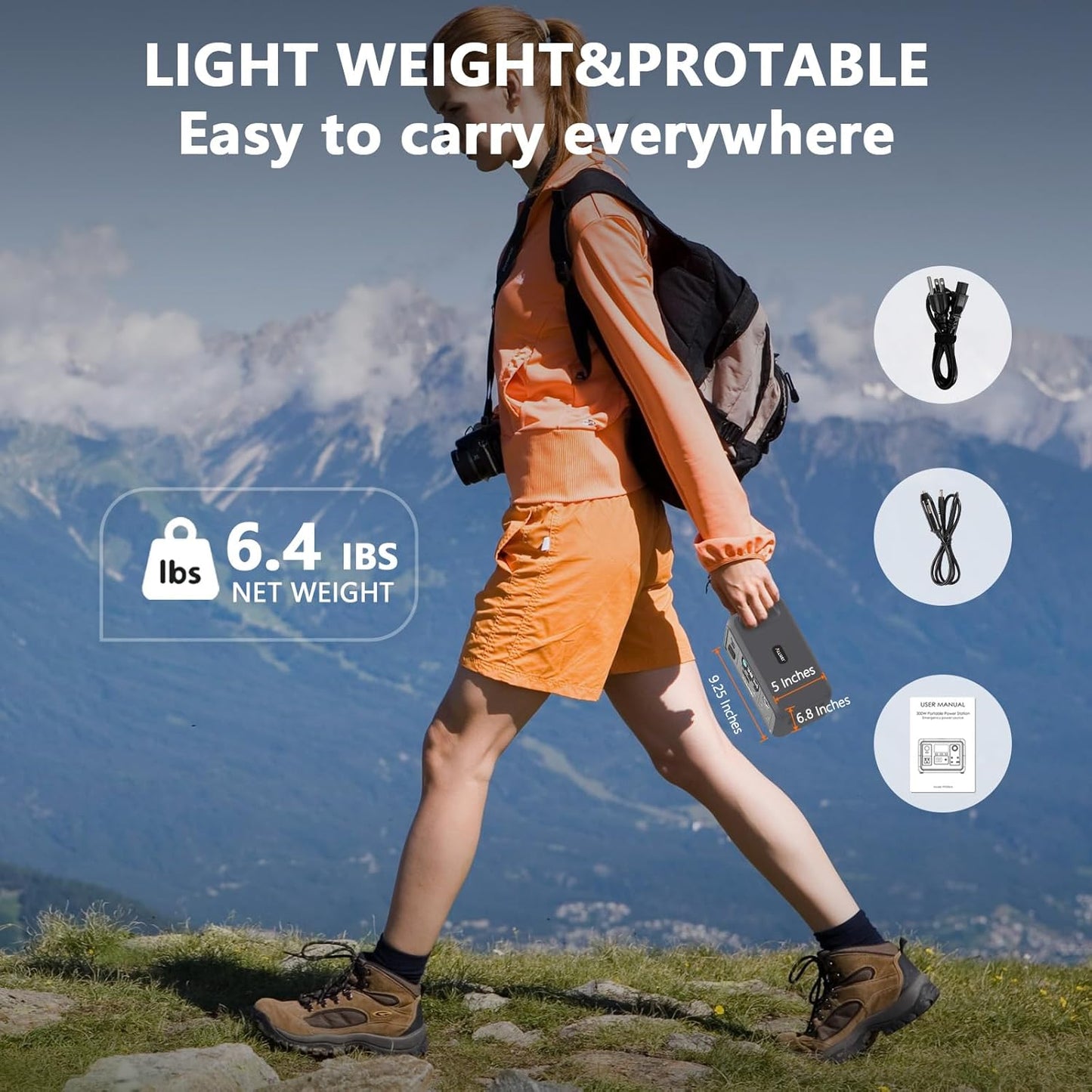 ALLWEI 300W/256Wh LiFePO4 Solar Generator with 100W Solar Panel Included, Portable Power Station with AC Outlet USB Port, Solar Powered Battery Generator for Outdoor Camping, Home Backup, Power Outage