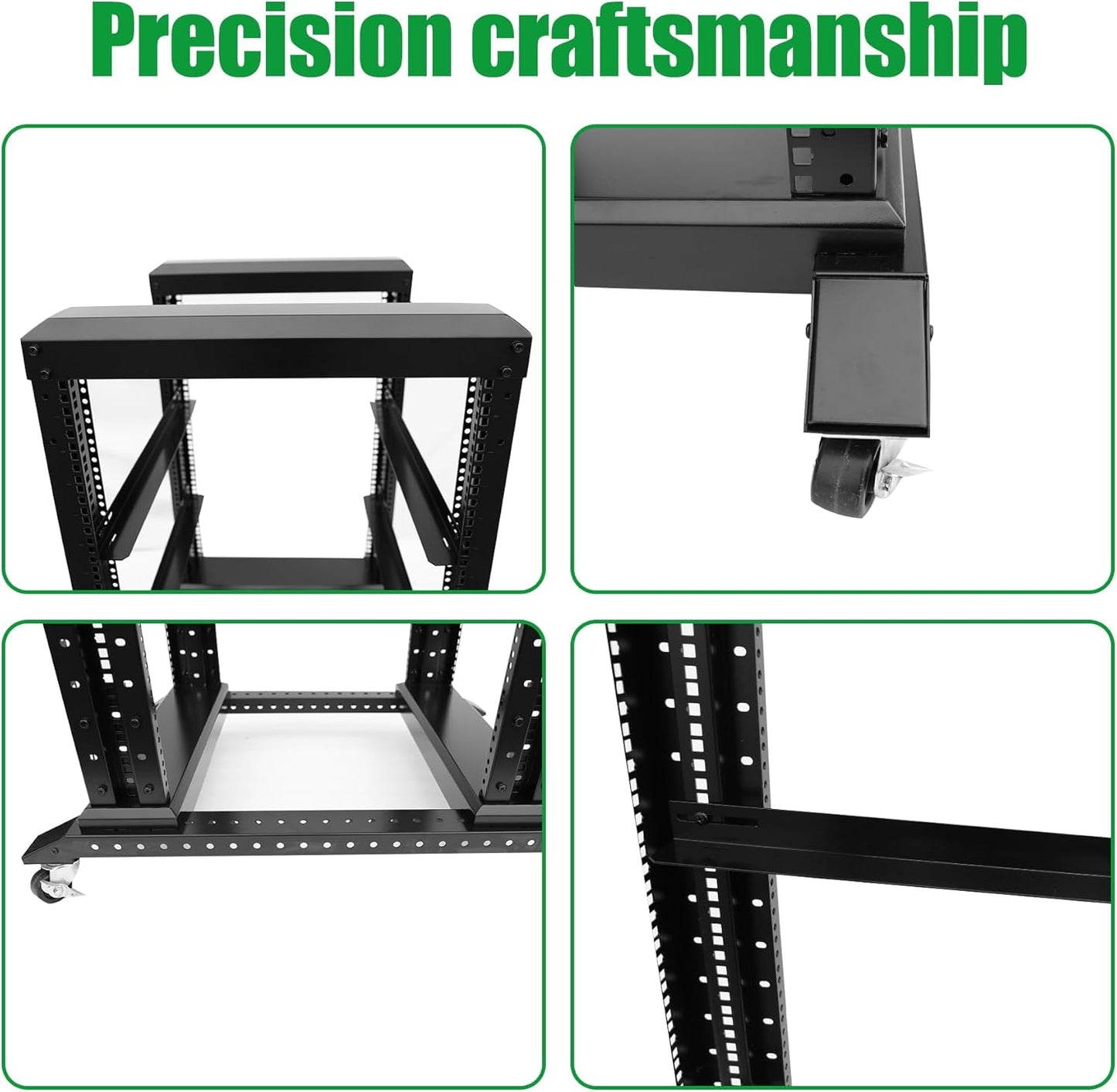 27U Server Rack/4-Post 19in Network Rack/Open Frame Rack with Wheels, Heavy-Duty Frame Cabinet/Adjustable Depth 29.75-27.75in GLOBALRACK(4POST-1000-27U)