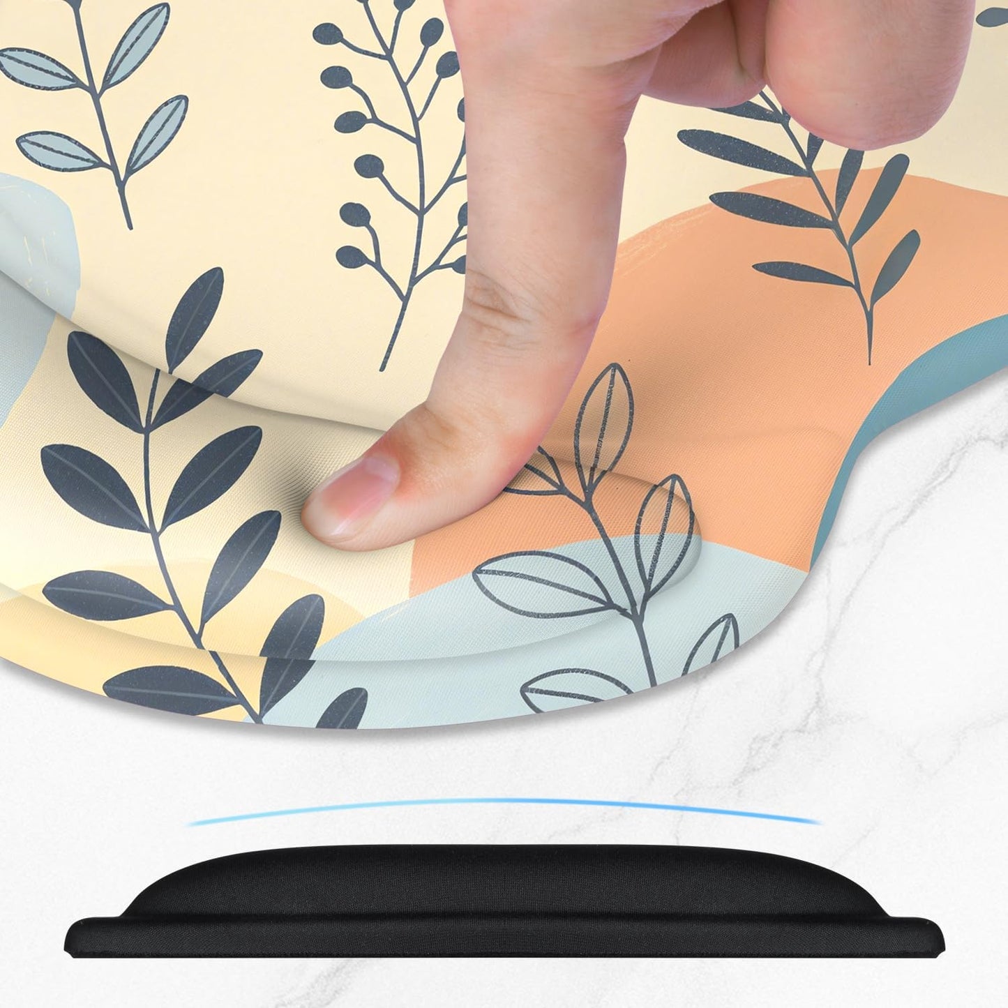 ITNRSIIET Ergonomic Mouse Pad with Comfort Gel Wrist Rest, Non-Slip PU Base, Smooth Textured Surface, Reduces Hand Fatigue & Wrist Pain, 8.7 x 7.2 Inch for Office Gaming Home, VividFoliage