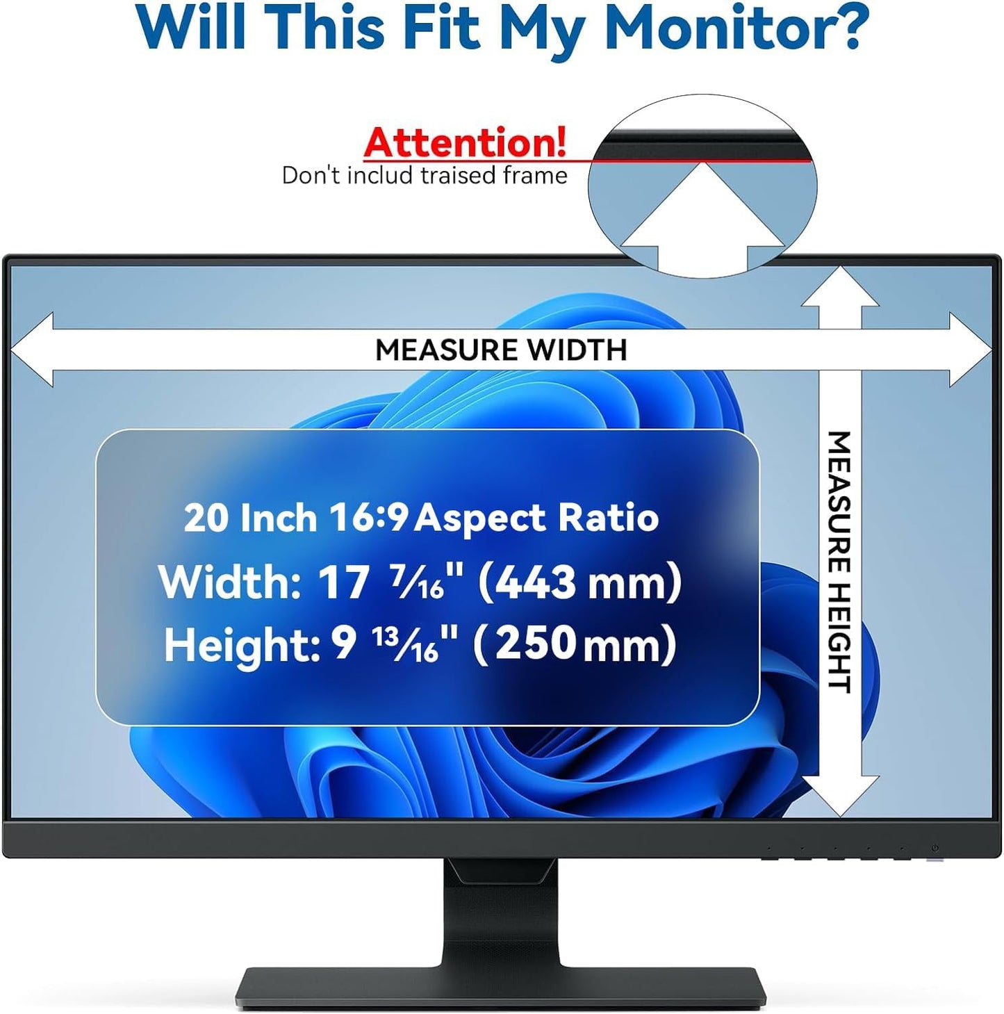 IPROKKO [2-Pack] 20 Inch Computer Privacy Screen Filter for 16:9 Widescreen Monitor, Removable 19inch Anti Blue Light Glare Privacy Shield, Anti Spy Security Protector for Hp Dell Asus Acer Samsung