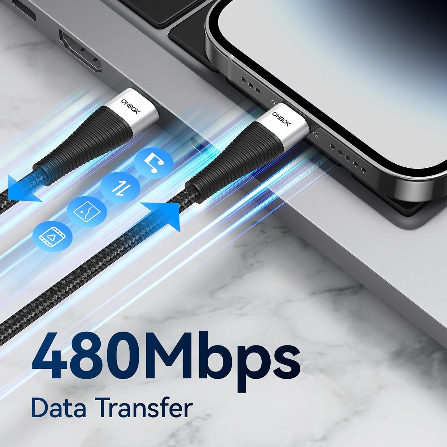 Extra Long USB C to USB C Cable 15FT 2Pack 100W, USB C Charger Cable Fast Charging Cord Braided, Type C Cable for iPhone 16 15/15Plus/15Pro/Max, MacBook Pro/Air, iPad Pro/Air/Mini,Samsung,Pixel,Laptop