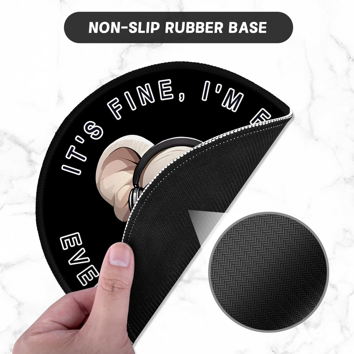 ITNRSIIET Round Mouse Pad with Stitched Edge Premium-Textured Waterproof Non-Slip Rubber Base Desktop Protection Mat Diameter 8.7 inches, Pretty Fine Elephant