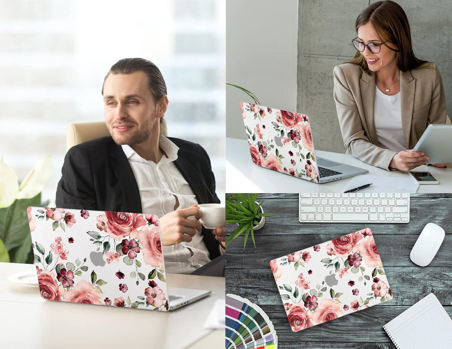 CISSOOK Matte Frosted Floral Hard Shell Case for MacBook Pro 14 Inch 2024 2023 2021 Release Model M4 A3112 A3185 A3401 M3 A2992 A2918 M2 A2779 A2442 M1 Pro/Max, Case for MacBook Pro 14" with Touch ID