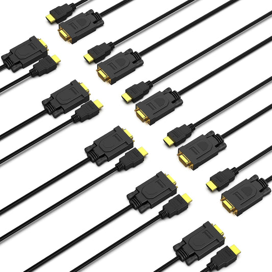 BENFEI 10 Pack HDMI to VGA 6 Feet Cable, Uni-Directional HDMI (Source) to VGA (Display) Cable (Male to Male) Compatible for Computer, Desktop, Laptop, PC, Monitor, Projector, HDTV, Raspberry Pi, Roku