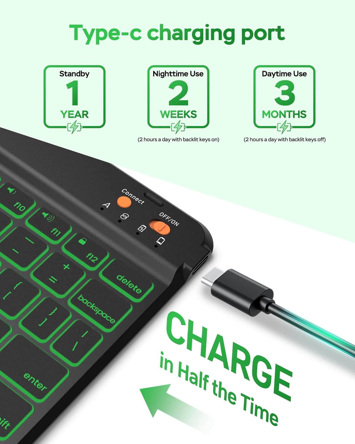 Folio Keyboard Case for iPad 10th Gen 10.9 inch (2022) and iPad 11th (A16, 2025), Magnetic Wireless Detachable Keyboard, 7-Color Backlight, Thin & Light, Pencil Holder (Black)