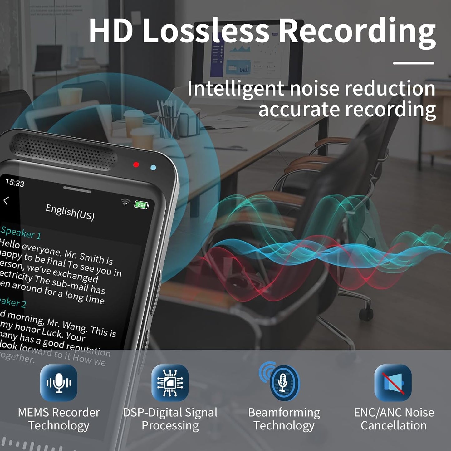 AI Voice Recorder with Playback, Digital Voice Recorder with AI Transcription, Summary, Translation, Full Touch Screen Recorder with 80GB, Audio Recorder Device for Meetings, Lectures, Interviews