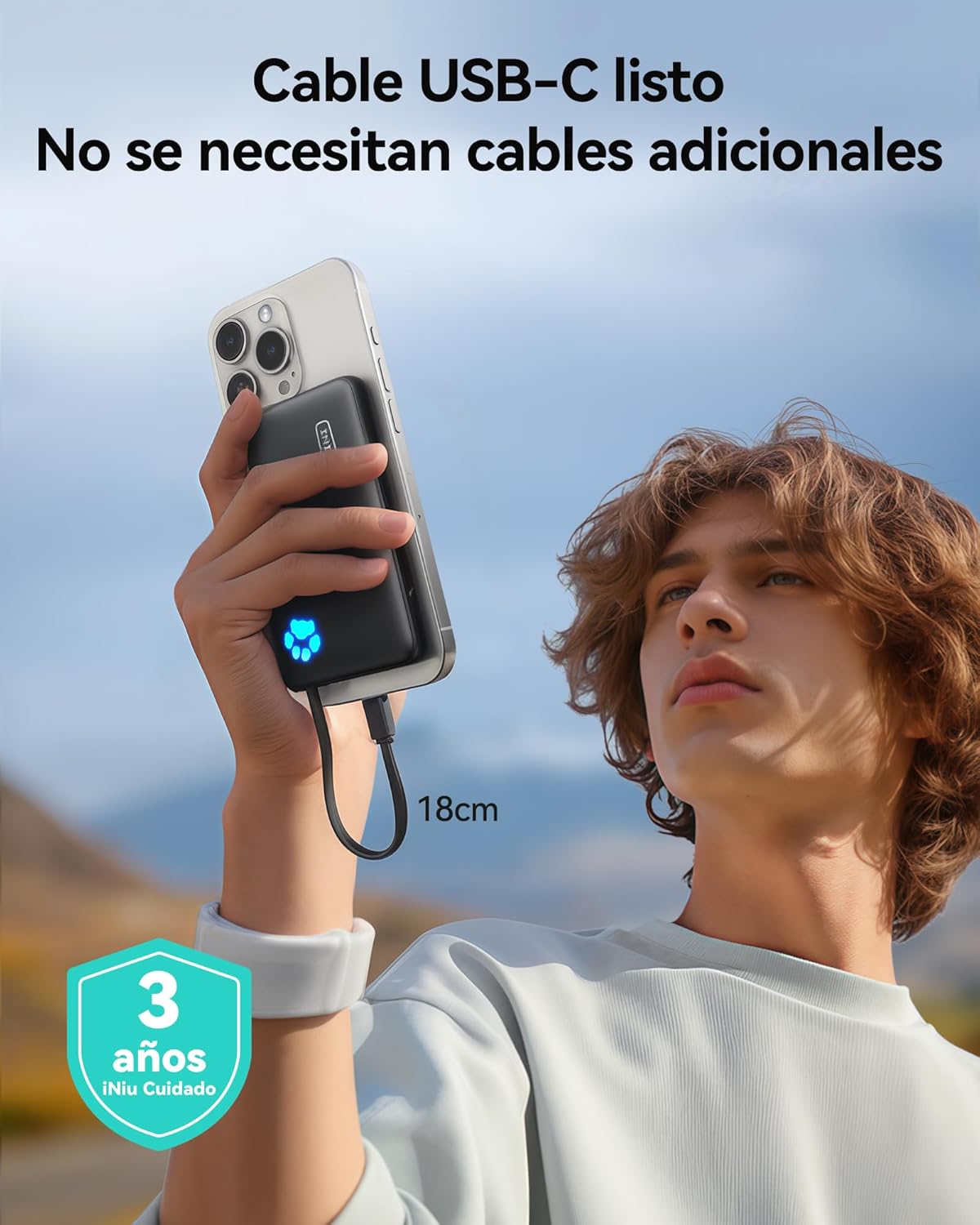 INIU Portable Charger, Slim 10000mAh Power Bank with Build in USB-C Cable, 20W Fast Charging Mini Battery Pack, Travel Trip Flight Cruise Ship Essentials for College Student Travelers Boy Girl, Orange