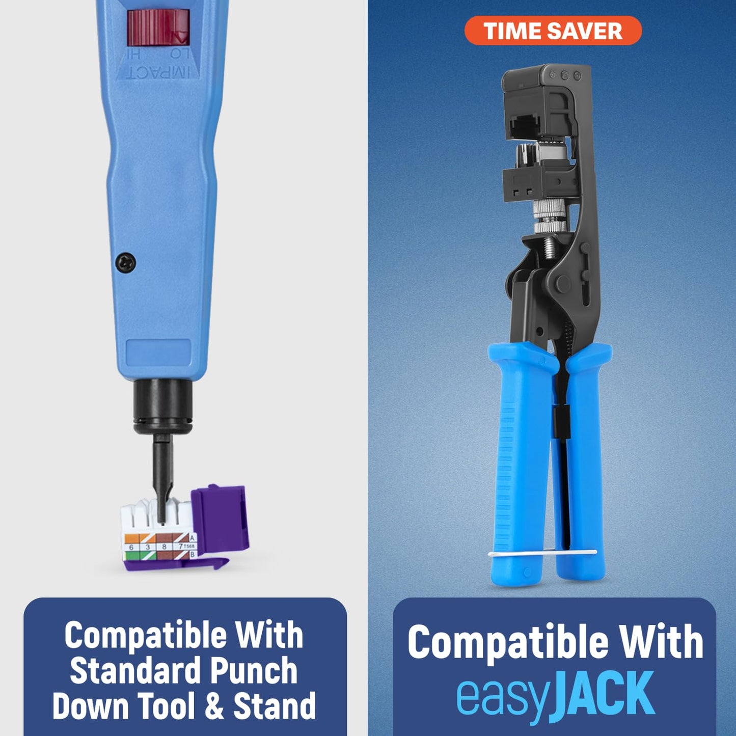 Everest 90° Angled RJ45 Cat6 Keystone Jacks 10-Pack in Purple - Slim Profile Female RJ45 Connectors - Cat 6 Keystone Jack - Compatible with 90° Angled Speed Termination Tool - easyJACK (B094WB91H3)