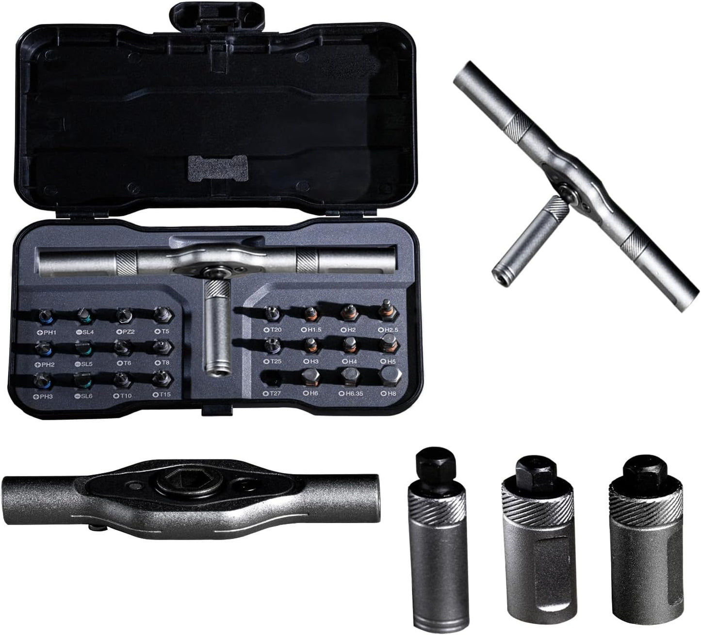 24 in 1 Magnetic Ratchet Screwdriver Set, DIY Mini Multi Bit Magnetic Screwdriver with Detachable Handle and Case for Electronics Repair, Furniture, Computers, Bicycle