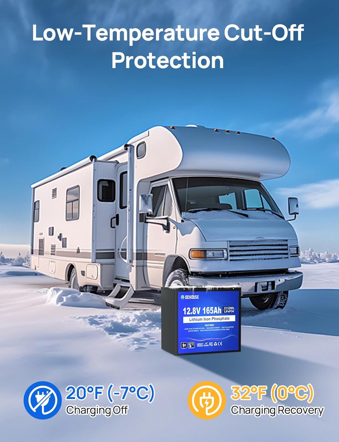 DC HOUSE 12V 165Ah LiFePO4 Lithium Battery, Bluetooth & Low Temp Protection, Safer Metal Case, 12V Lithium Battery up to 15000 Cycles, 120A BMS, Perfect for Trolling Motors, Marine, Boat, Solar