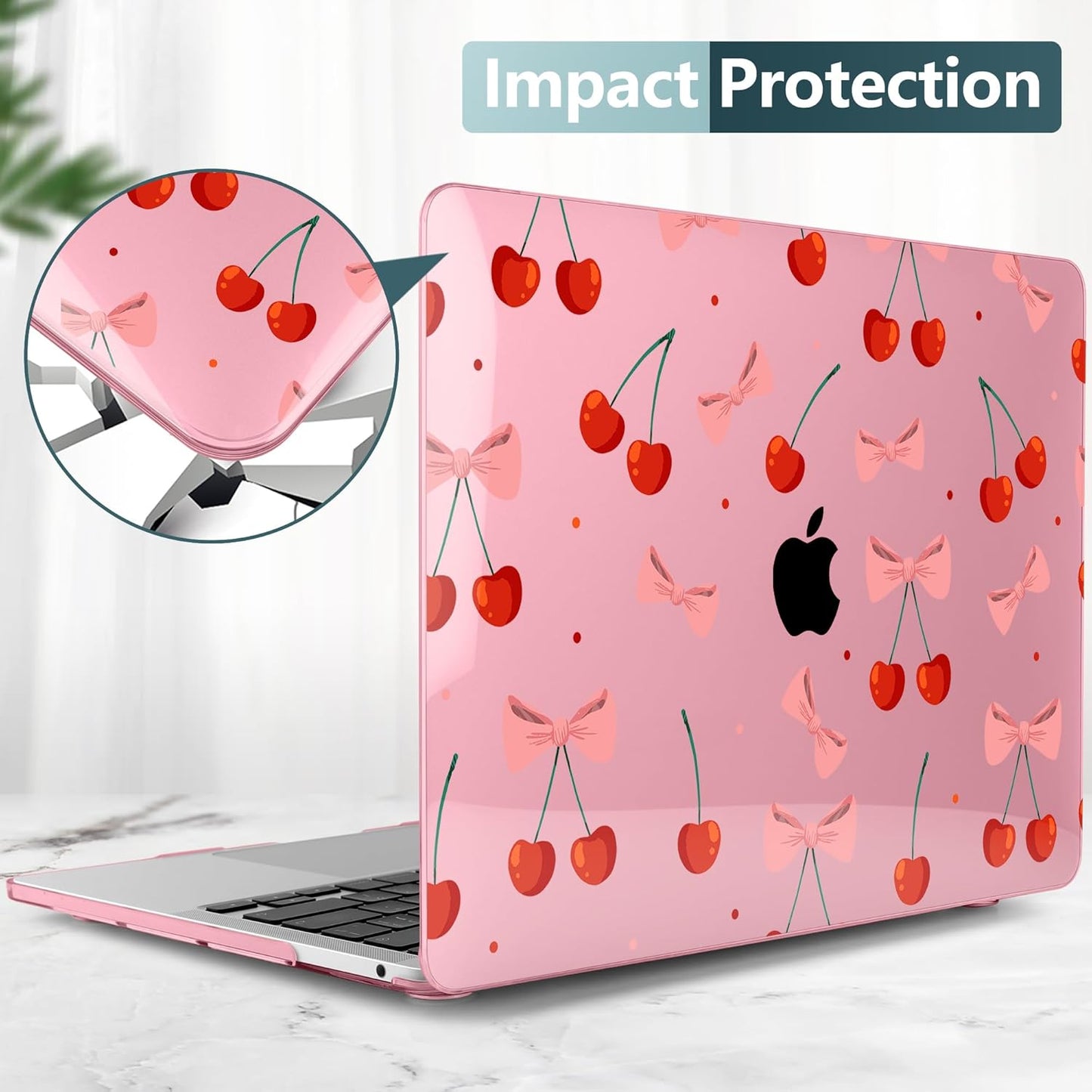 TWOLSKOO Compatible with MacBook Pro 13 inch Case 2023-2016 A2338 M2/M1 A2251 A2289 A2159 A1989 A1706, Plastic Hard Shell Cover & Keyboard Skin & Screen Protector, Cute Cherry