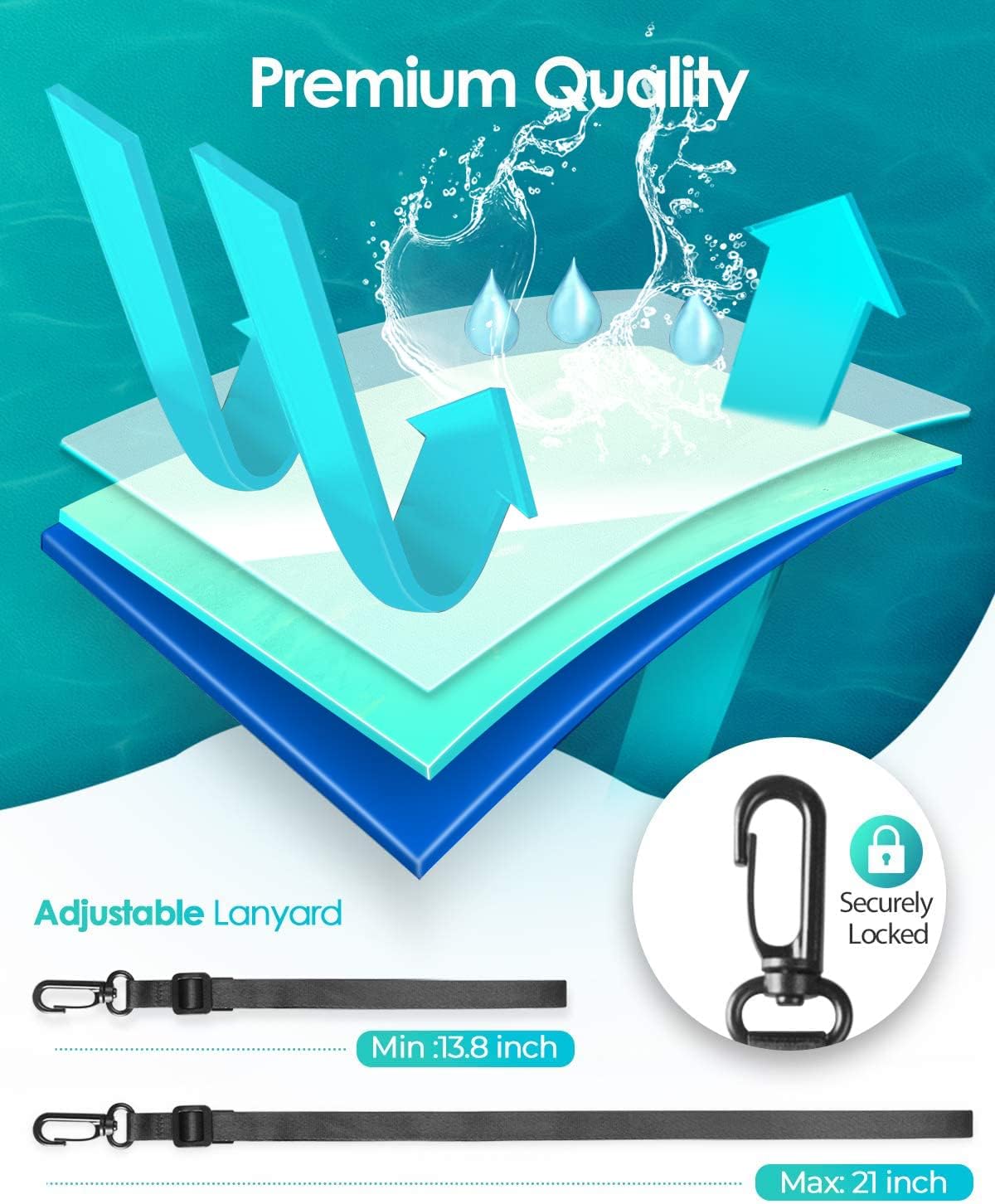 Hiearcool Universal Waterproof Phone Pouch,IPX8 Cell Phone Waterproof Case Up to 8.3" for iPhone 16 15 14 13 Pro Max,Beach Essentials Vacation Must Haves-Clear&Bright Red-2Pack