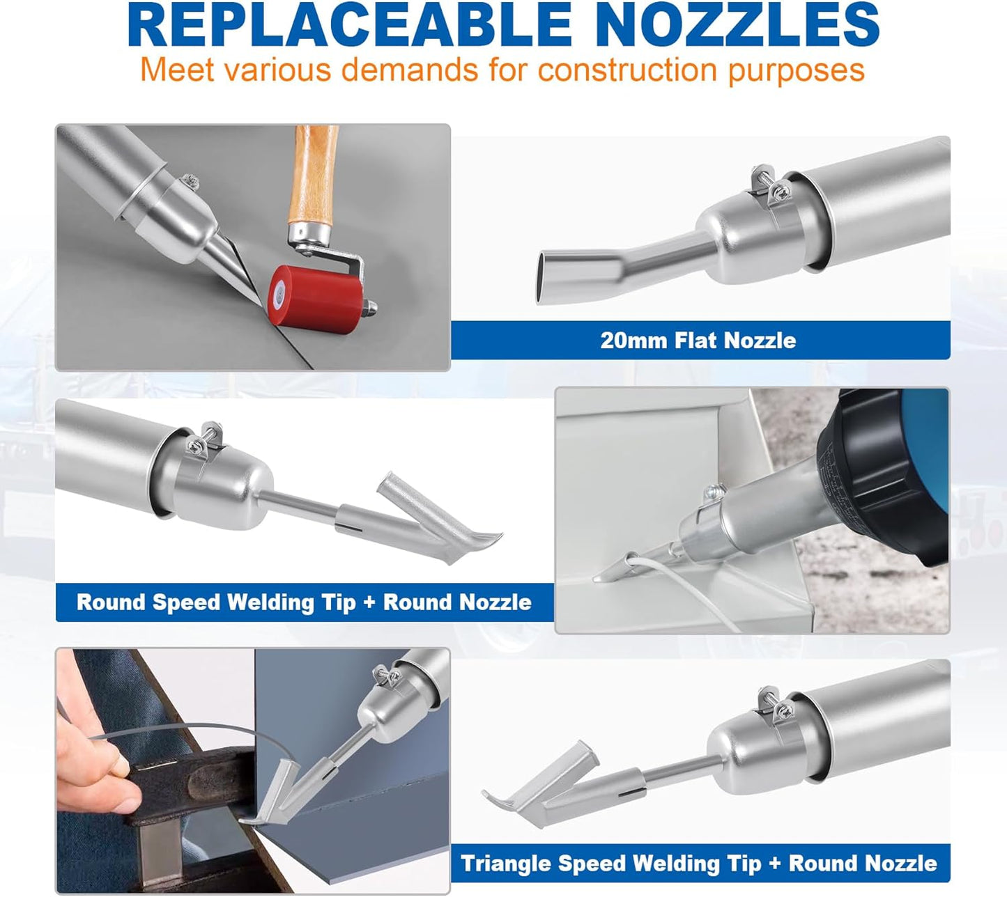 Iglobalbuy 1500W Hot Air Plastic Welder Plastic Welding Roofing Kit Vinyl PVC TPO Welding Handheld Plastic Hot Air Heat Gun Welding Torch with Various Nozzles