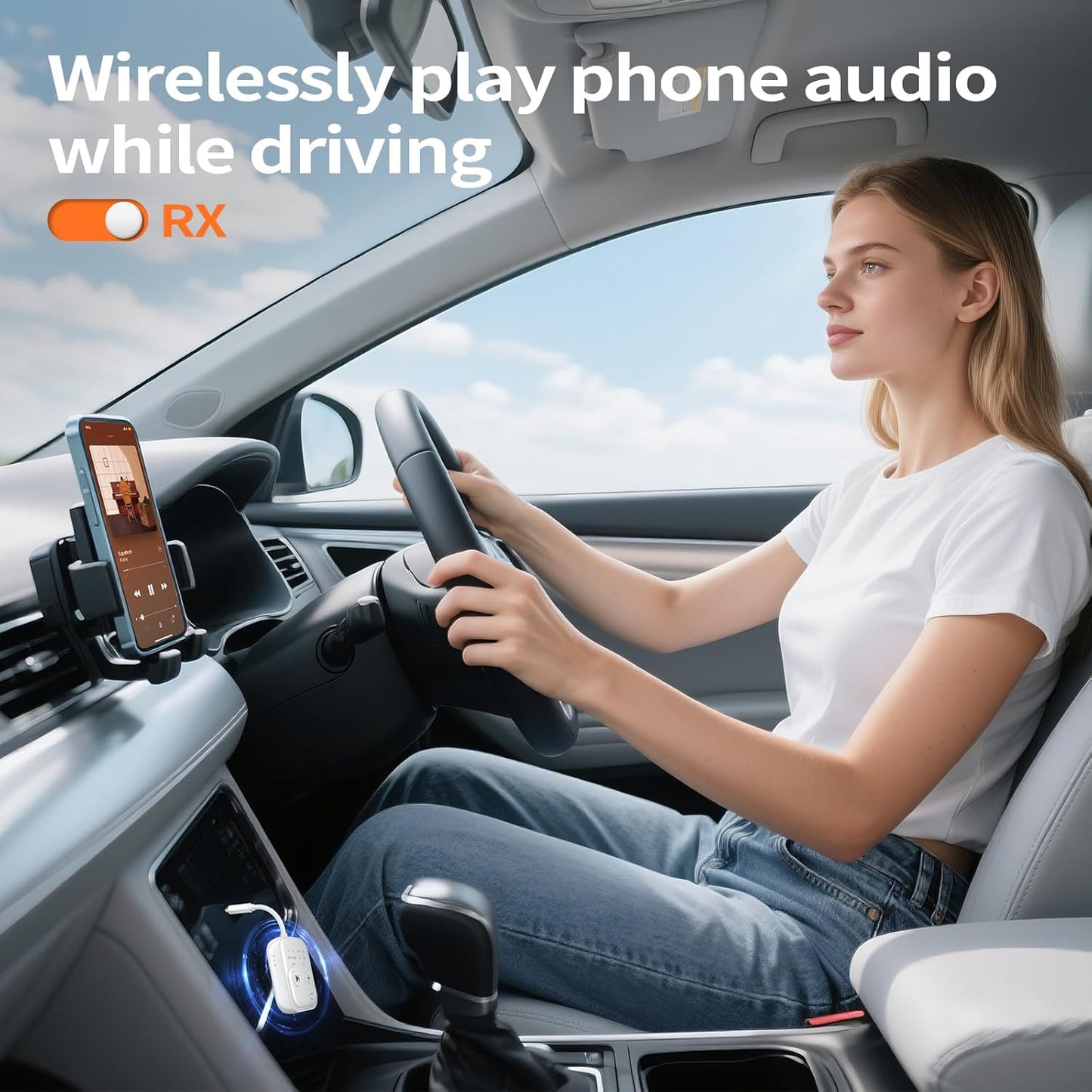 Bluetooth Wireless Transmitter/Receiver Adapter,Supports 2 Headphones，2-in-1 Bluetooth Transmitter Receive with aptX Low Latency,3.5mm Aux Audio Jack Adapter for Airplane/Gym/Car Home Stereo System