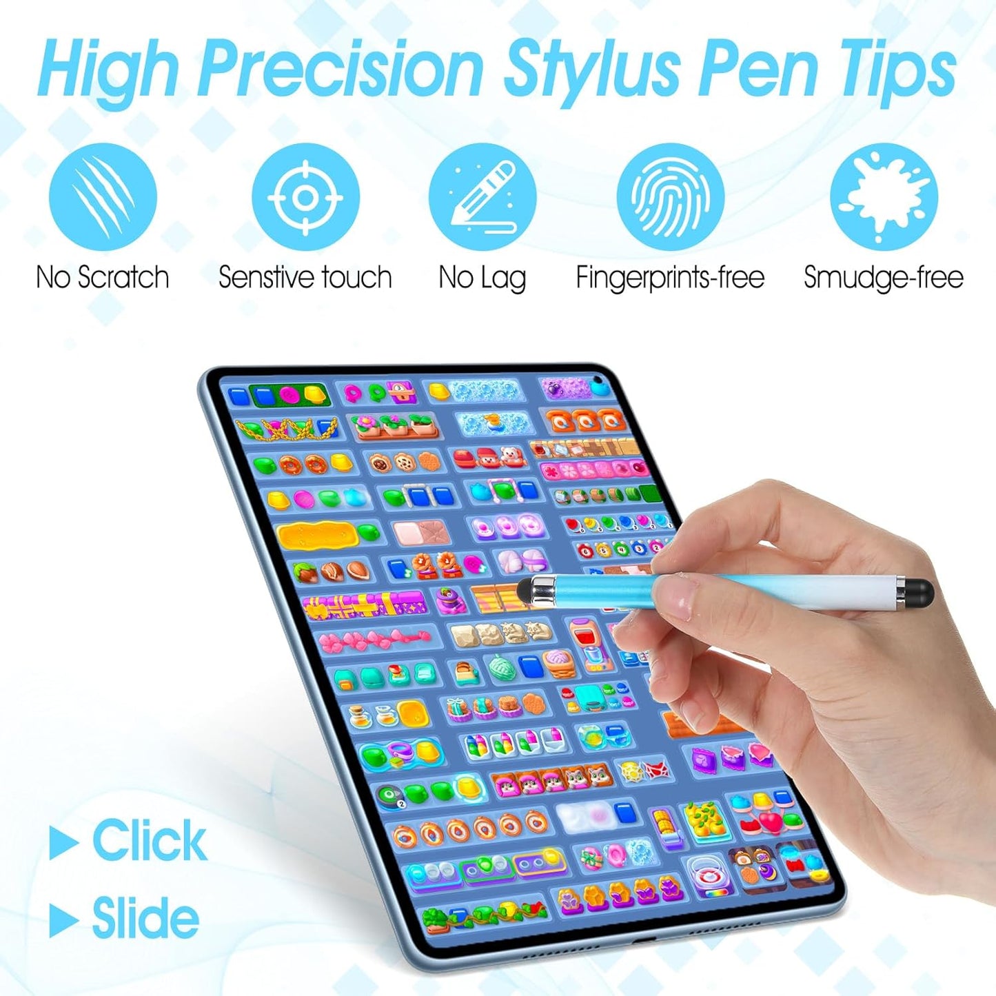 30PCS Replacement Rubber Tips for Stylus pens, Black Silicone Tips for Stylus Pens, High Sensitivity Stylushome Tip, No Scratches, Universal (0.19In,0.23In,0.27In)