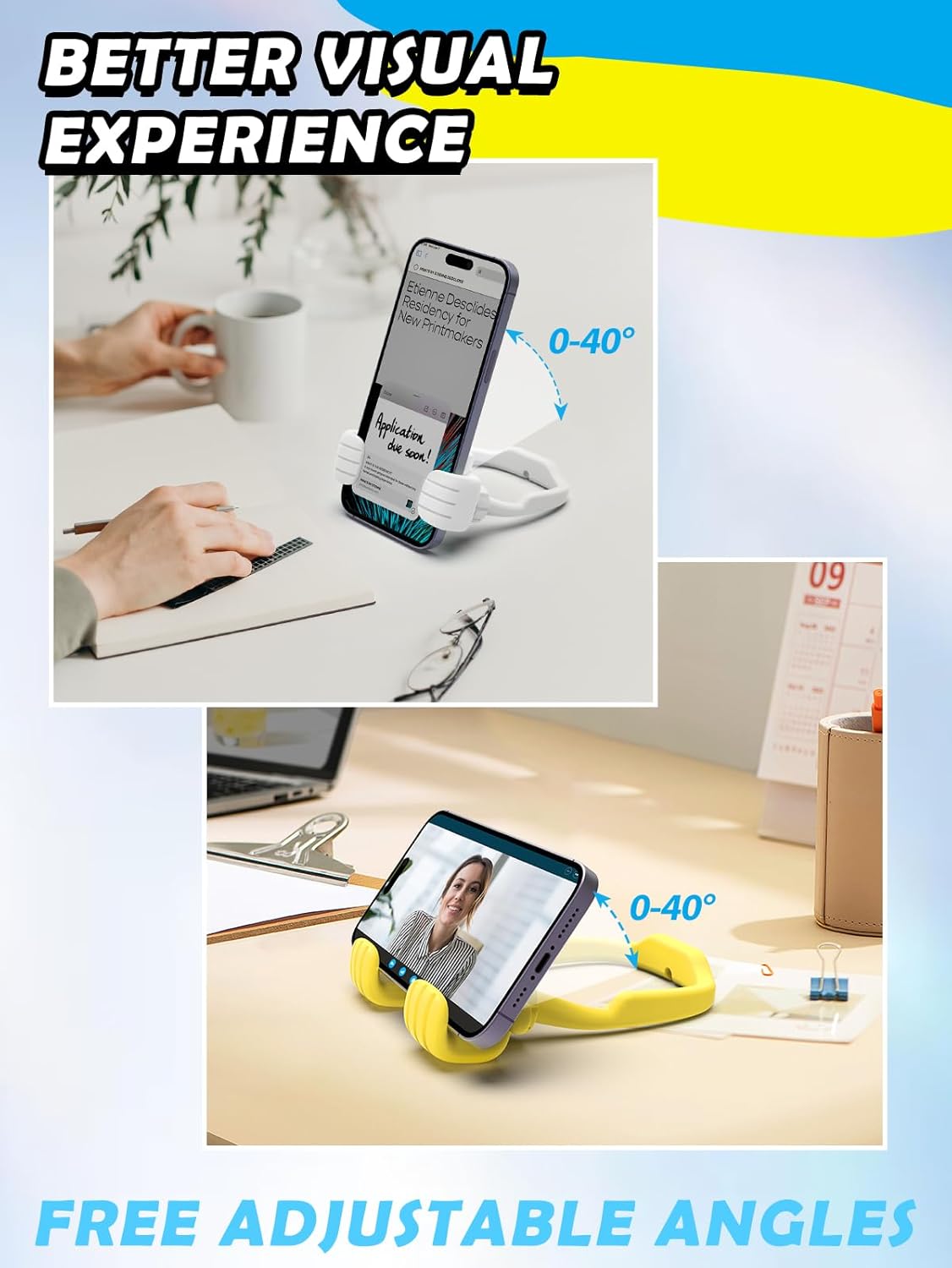 Dad Gifts for Fathers Day from Daughter Son Cell Phone Stand: 8 Pack UPGRADE Adjustable Thumbs Up Lazy Phone Holder for Desk Fun Birthday Gifts for Grandma Teens Girls Boys Adults Husband from Wife