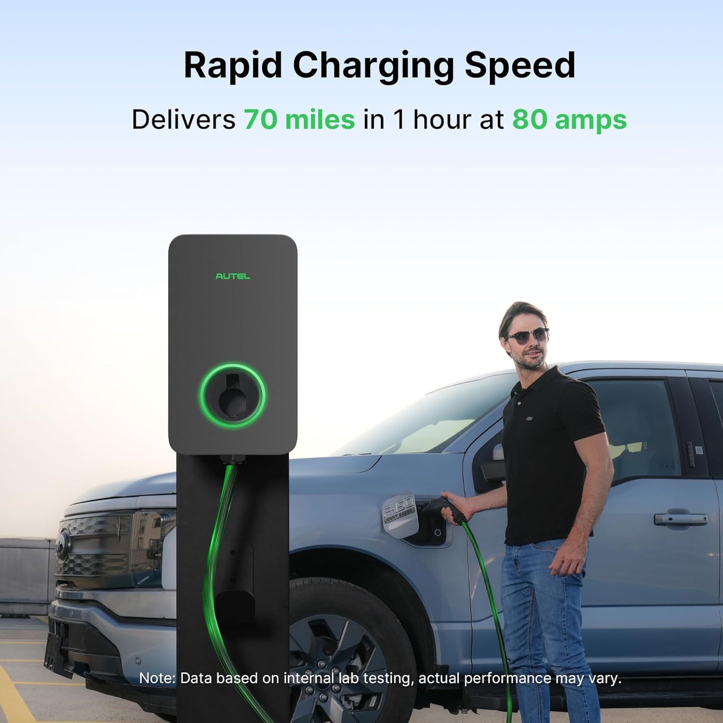 Autel MaxiCharger Electric Vehicle (EV) Charger Level 2, up to 80 Amp, Integrated Cloud with AI, Indoor/Outdoor, Wi-Fi/Wi-Sun Enabled, Dark Gray