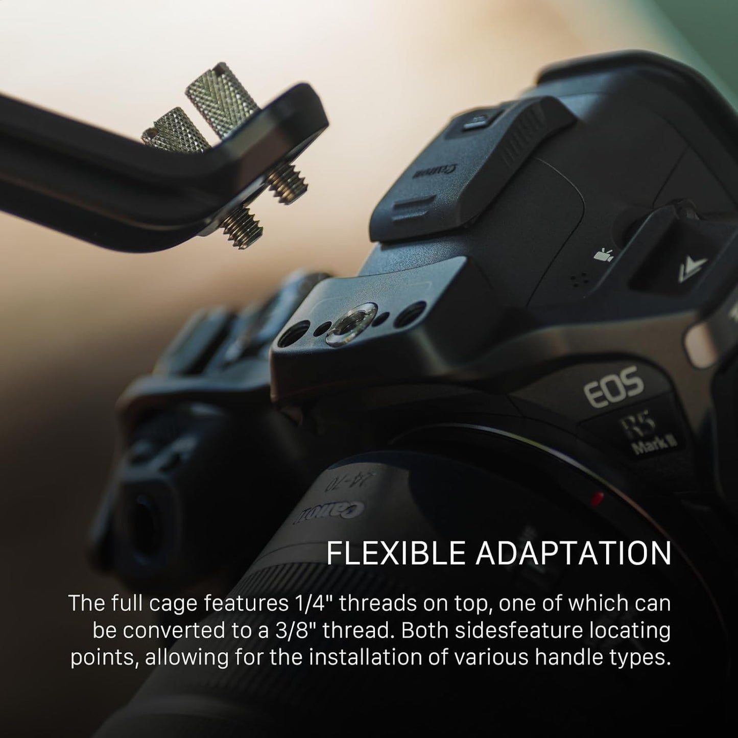 Tilta Half Camera Cage Compatible with Canon R5 Mark II - Black | Mount Accessories w/Cold Shoe, 1/4"-20 and 3/8"-16 | Securely Attaches to Camera | Silicone Padding and Lightweight