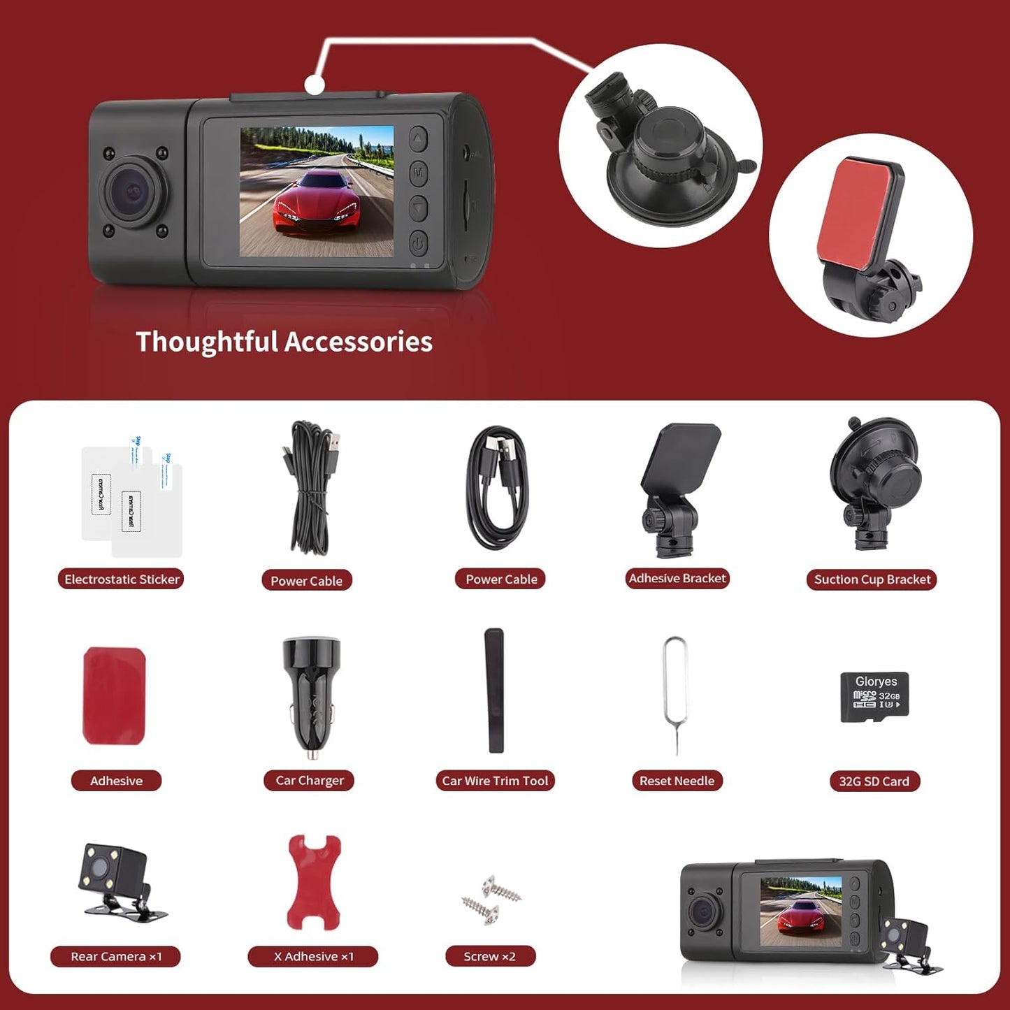 2025 Dash Cam, 3 Channel Dash Cam Front and Rear Inside, Interior Car Camera, 2.5K/1440P Single Fr,Fr+Interior, Front+Rear Dash Camera for Cars Taxi with Night Vision, Parking Monitor 1S Recording