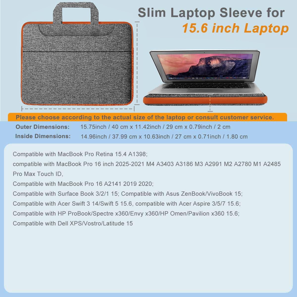Universal Laptop Shoulder Bag 13-17.3 Inch Shockproof Briefcase with Multi-Pockets & Adjustable Strap for MacBook Pro/Air