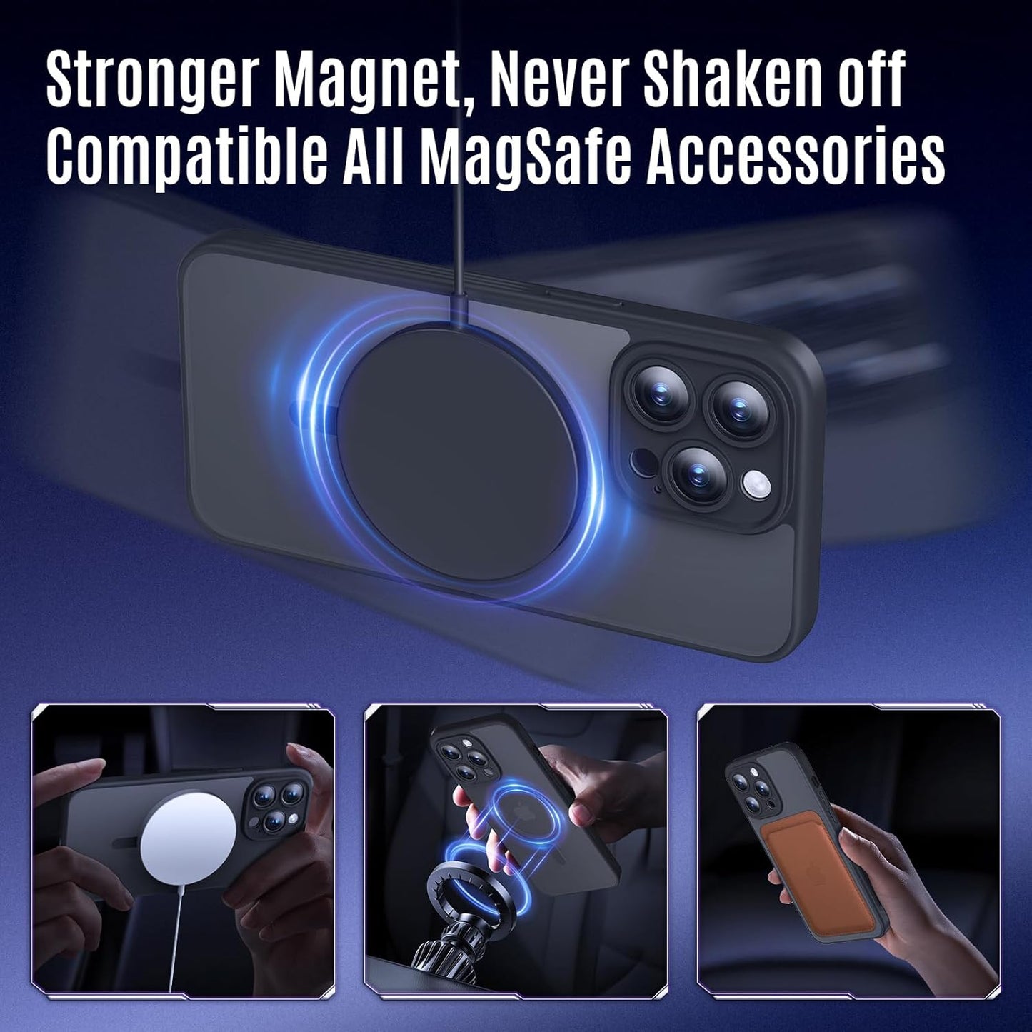 Designed for iPhone 12 Pro Case, Compatible with MagSafe, with Privacy Screen Protectors X2, [Camera Protection] [15FT Military Drop Protection] Shockproof Phone Case, 6.1", Black