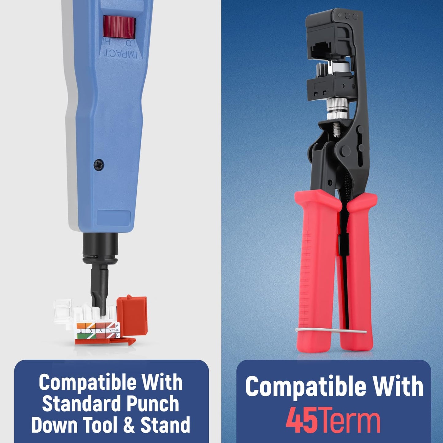 Everest 45° Angled RJ45 Cat6A Keystone Jacks 10-Pack in Orange - Slim Profile Female RJ45 Connectors - Cat 6A Keystone Jack - Compatible with 45° Angled Speed Termination Tool - 45Term (B0BL3GS7ZY)