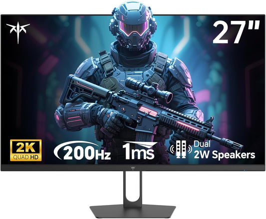 KTC 27 Inch Gaming Monitor - 2K QHD 2560 x 1440 Monitor, Up to 210Hz & 1ms, Bulit-in Speakers, Adaptive Sync, HDR400, 131% sRGB, IPS Monitors Gamer with HDMI 2.0 x 2 & DP1.4 x 2, H27T22C-3