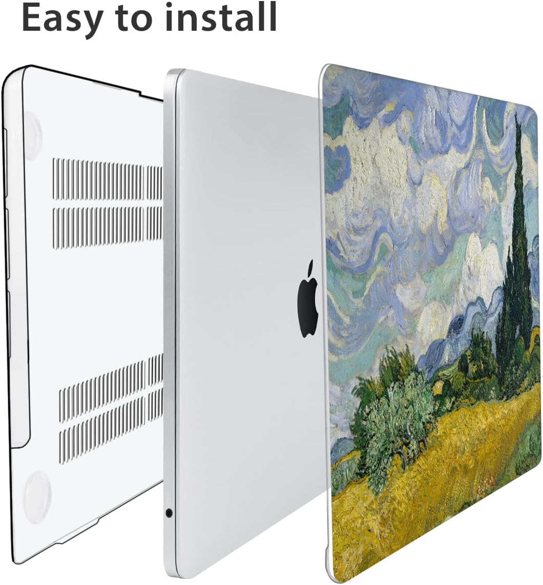 Compatible with 2025 2024 2023 2022 MacBook Air M3 13.6 inch Case A3240 M4 A3113 M2 A2681 with Touch ID, Plastic Hard Shell Case & Keyboard Cover & Screen Protector & Webcam Cover, Landscape