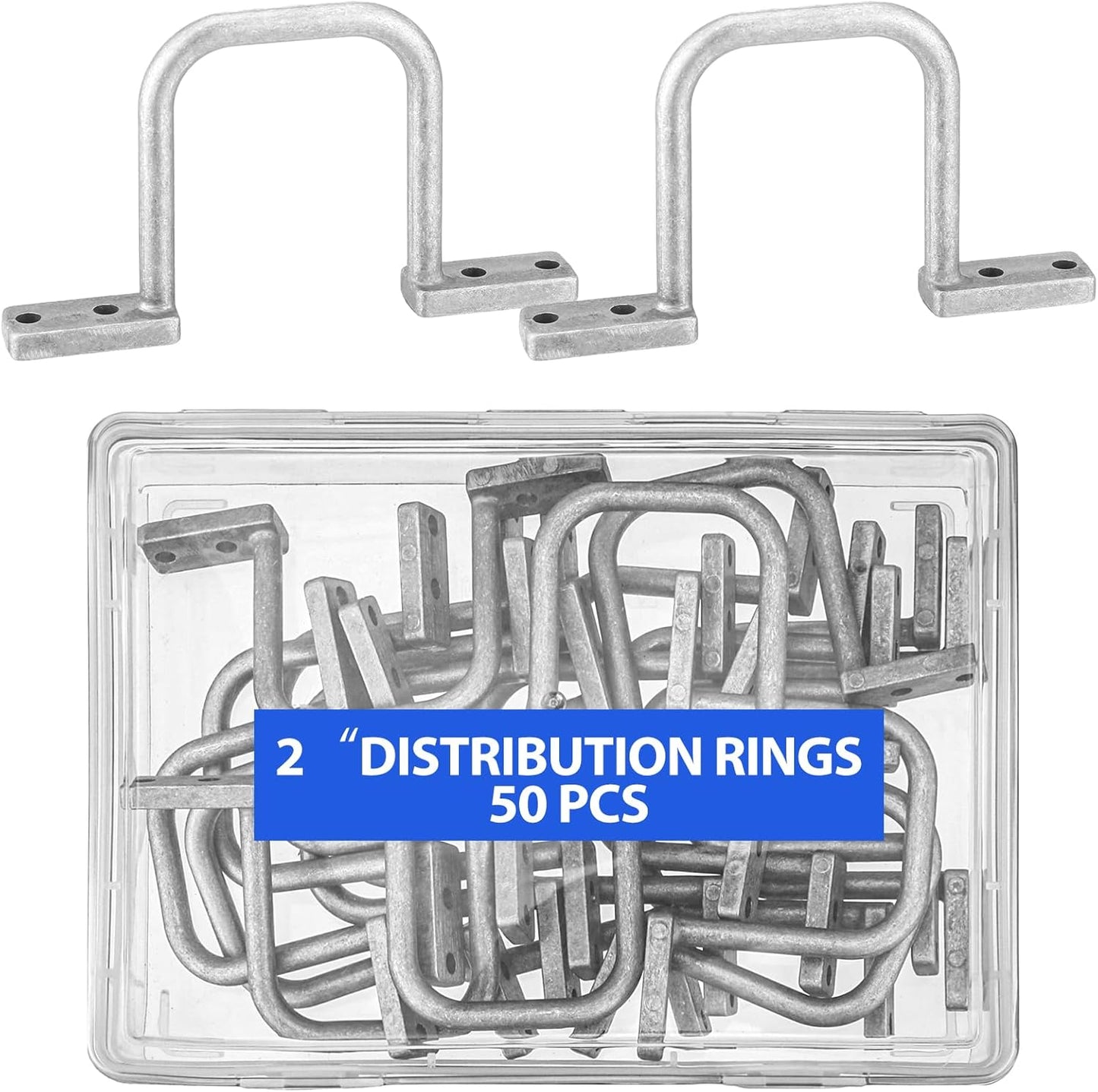 50 Pcs Distribution Rings Aluminum D Ring for Sorting Out Electric Cables, Cable Management, for Commercial and Residential Use, Silver (2 Inch)