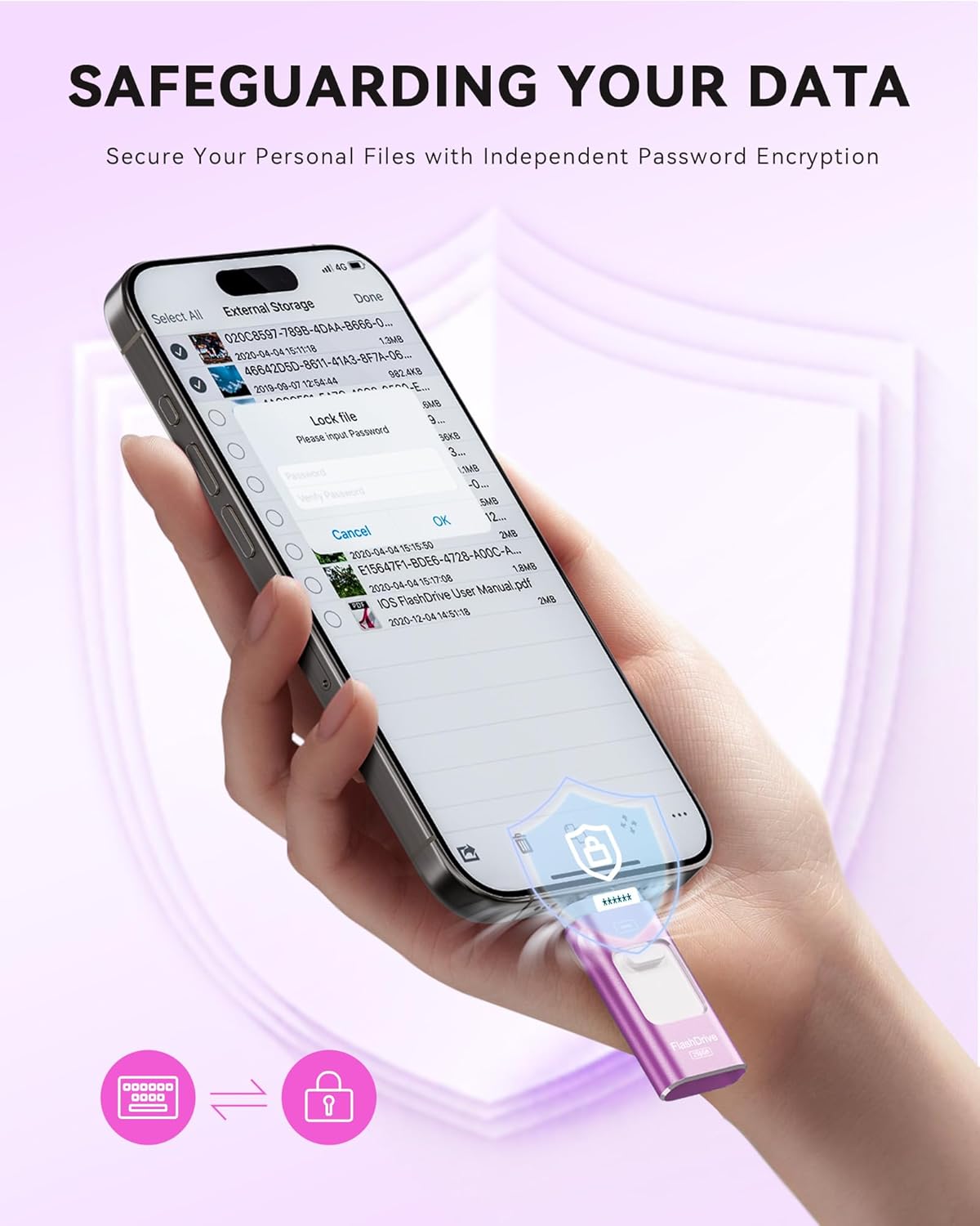 Apple MFi Certified 256GB Flash Drive for iPhone Thumb Drive Photo Stick, USB Memory Stick iPhone Flash Drive for Photos Videos, High Speed Jump Drive Compatible for iPhone/iPad/Android/PC (Purple)