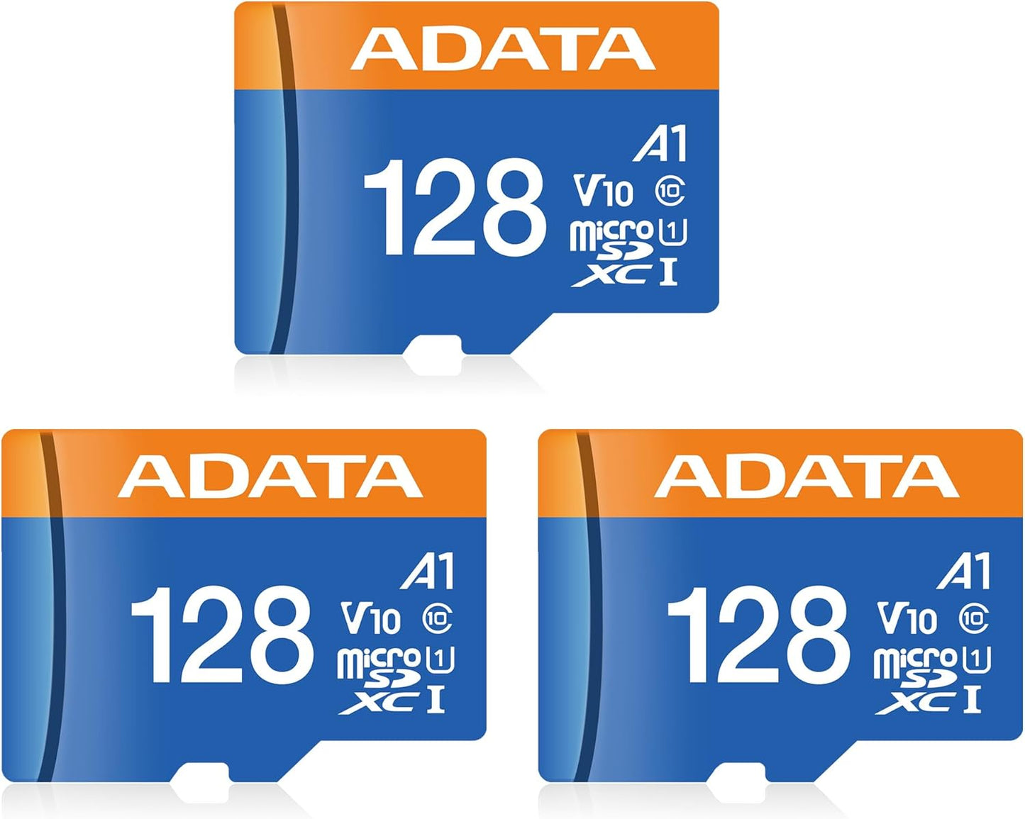 ADATA Premier 128GB 3-Pack MicroSDHC/SDXC UHS-I Class 10 V10 A1 Memory Card with Adapter Read up to 100 MB/s (128GB 3 Pack)