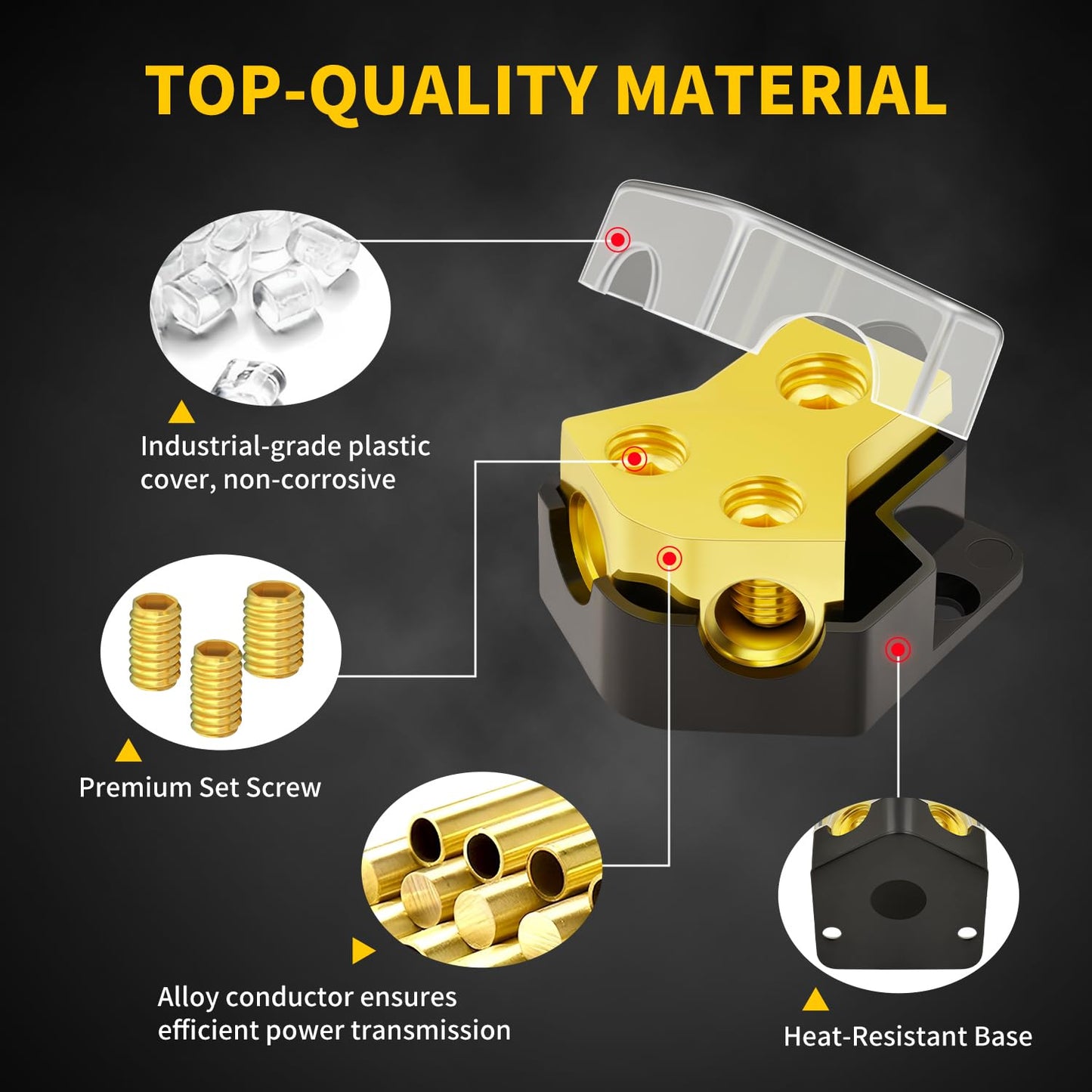 12V Power Distribution Block Car Audio 2 Way 0/2/4 Gauge in 4/6/8 Gauge Out, Quality Ground Distribution Block 12 Volt Amp Distribution Block Splitter for Automotive Car Marine Boat (2 Pack)