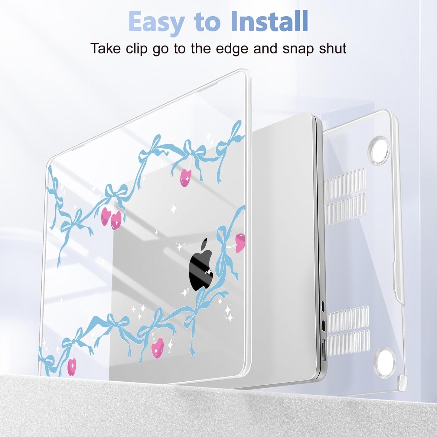 Case for MacBook Air 15 Inch 2025 2024 2023 Release M4 A3241 M3 A3114 M2 A2941, Hard Shell with Screen Protector & Keyboard Cover, Compatible with Touch ID, Cherry Bow