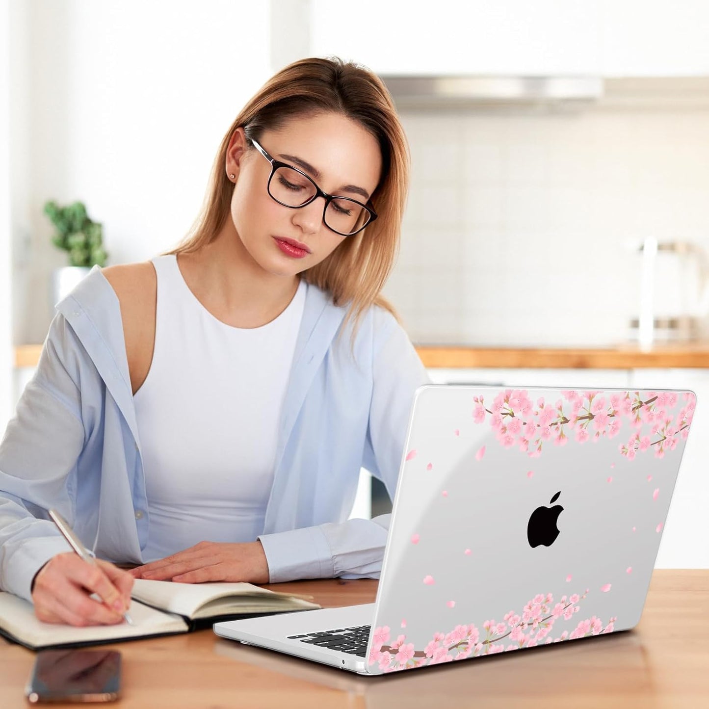 Teryeefi Compatible for MacBook Air 13.6 inch Case A3240 A3113 A2681 (2025 2024-2022 Release), Protective Plastic Hard Shell Cover for MacBook Air M2 M3 M4 13 inch, Pink Aakura A005