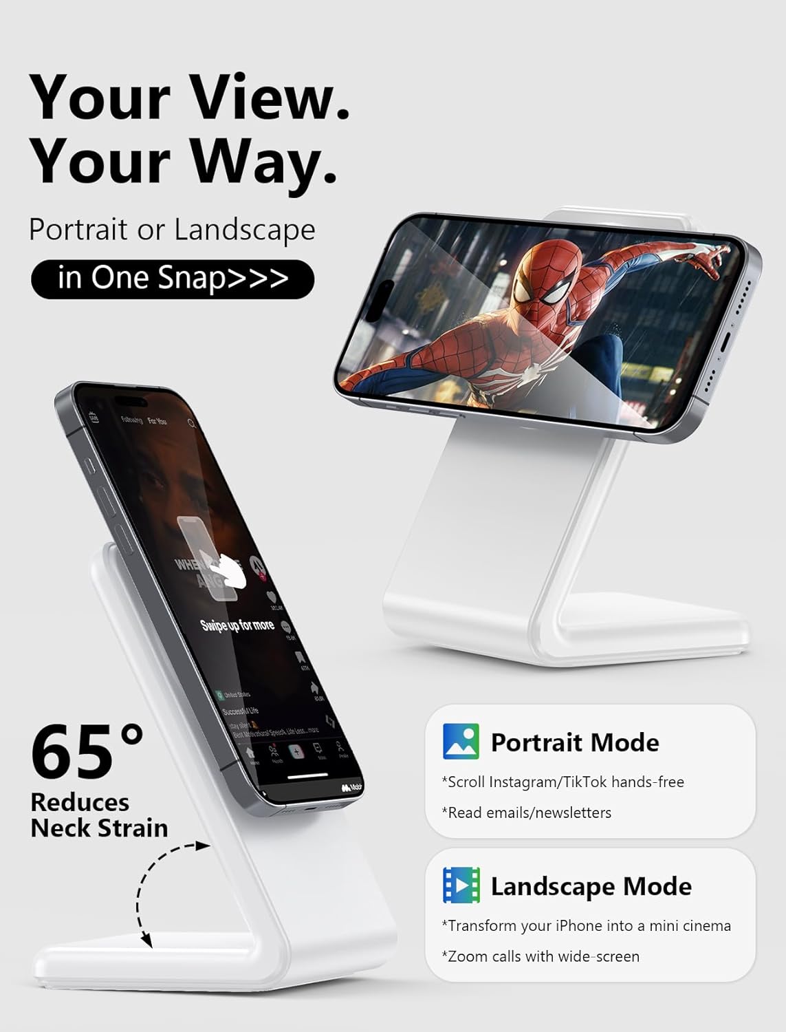 Mag.Safe Charger - iPhone Charger Stand, Magnetic Fast Wireless Charger for iPhone 16/15/14/13/12 Series - White