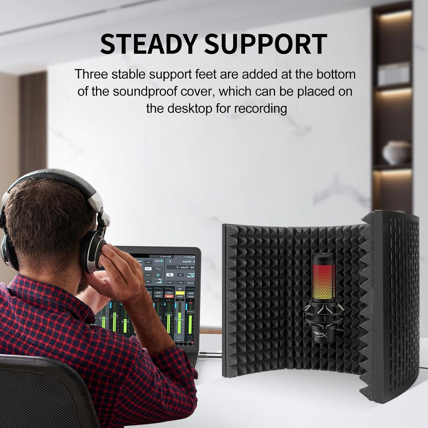 Aokeo Professional Studio Recording Microphone Isolation Shield,Suitable for Blue Yeti and Any Condenser Microphone Recording Equipment（AO-403）