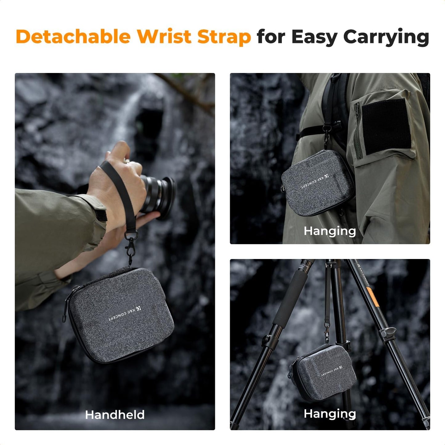 K&F Concept 10 in 1 Lens Filter Case, Hard Shell Camera Filter Pouch Up to 95mm with Hand Strap, Waterproof Camera Lens Filter Storage Wallet for ND UV CPL Filter Pouch