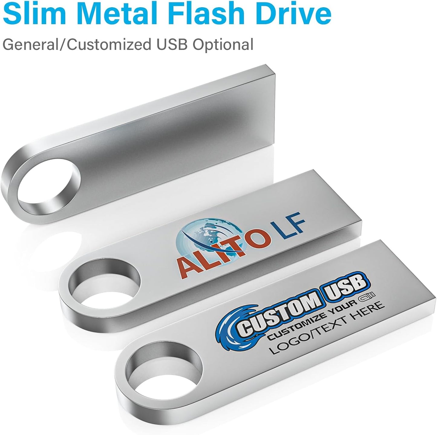 ABLAZE 4GB Flash Drive 10 Pack, Metal USB 2.0 Thumb Drives with Keychains USB Sticks Pendrives (Sliver)
