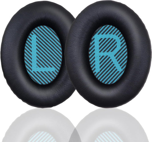Ear Pads for Bose Quiet Comfort 35 Soft Protein Leather Replacement Earpads Ear Cushions Ear Pad for Bose QC 45/35 / 25/15 QC2 / Ae2 / Ae2i / Ae2W / Sound Link/Sound True (QC35-Black&Blue)