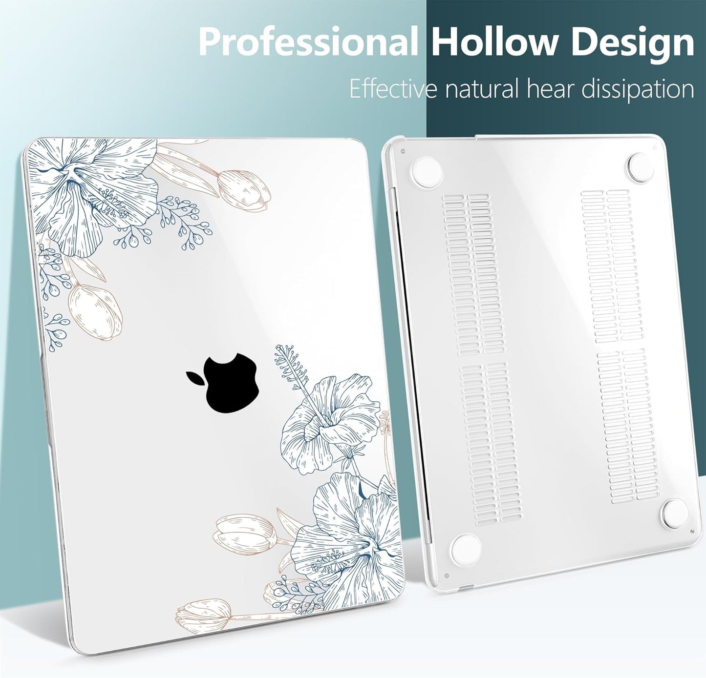 TWOLSKOO Compatible with M4 MacBook Air 13.6 inch Case 2025-2022 Release M4 A3240 M3 A3113 M2 A2681, Plastic Hard Shell & Keyboard Cover & Type C Adapter & Screen Protector, Engraved Sketch2