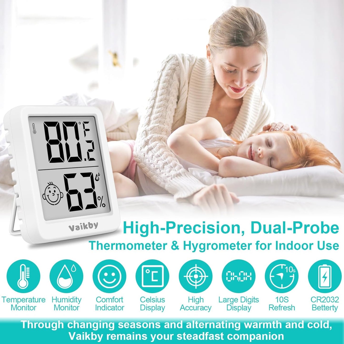 Indoor Humidity Meter Hygrometer 3Pack, Room Thermometer for Accurate Room Temperature Monitor, Digital Hygrometer with Indoor Thermometer for Home, Baby Nursery, and Humidity Sensor Enhanced Comfort