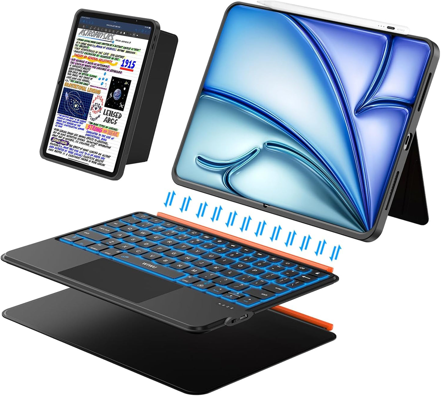 Keyboard Case for iPad Air 11 inch M3 M2 (2025 2024)&Pro 11,Magnetic Detachable iPad A16 11th/10th Keyboard,Trackpad,Backlit,Quiet Typing,Full Protection for iPad Air 5th/4th Gen 10.9 inch (Black)