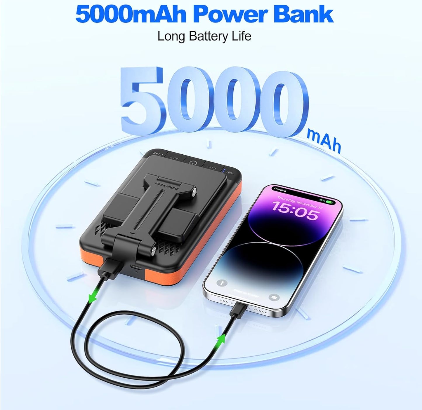 JTEMAN Bluetooth Speaker Phone Stand with Power Bank,Portable Foldable Charging Speaker Stand,Birthday Gifts for Men and Women Tech Gadgets