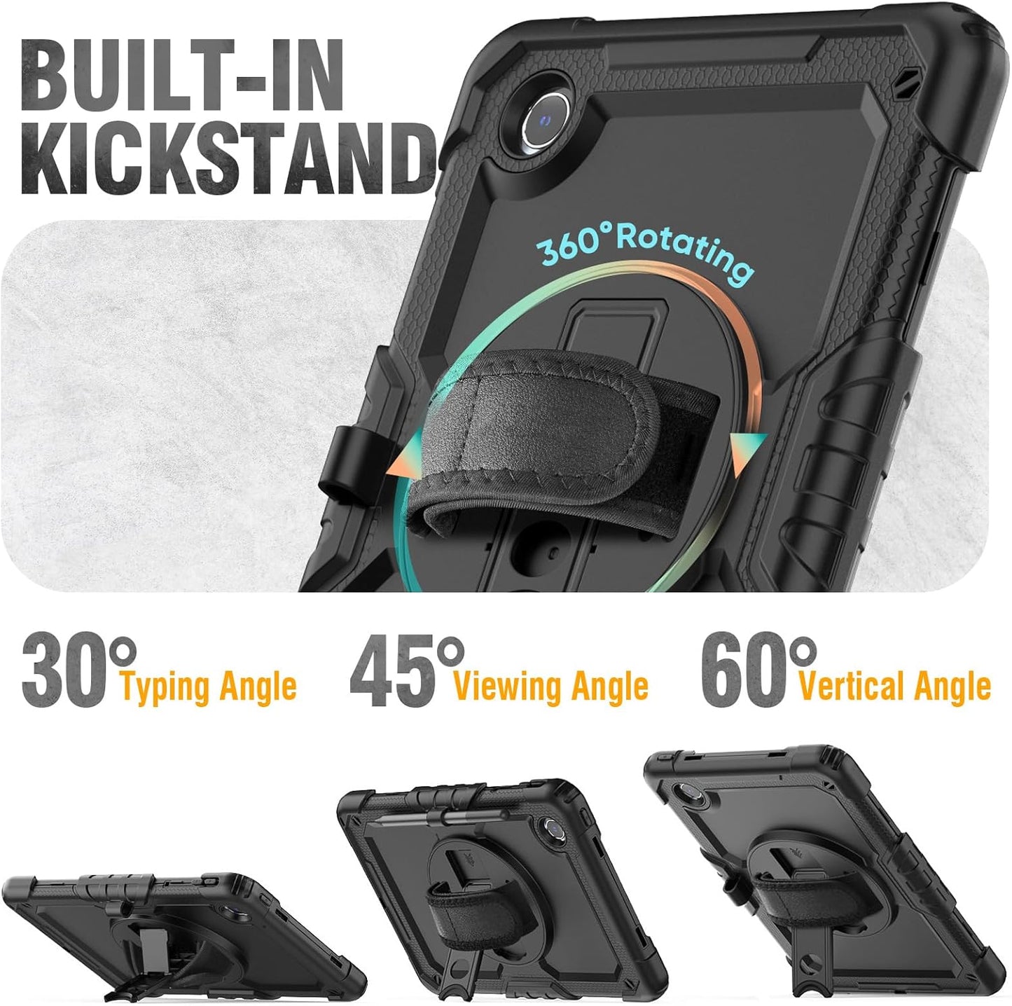 HXCASEAC Case for Samsung Galaxy Tab S6 Lite 10.4 inch, Protective with Screen Protector/Hand Strap/S Pen Holder, Shockproof S6 Lite Tablet Case 2024/2022/2020 SM-P610 SM-P613 SM-P620 - Black