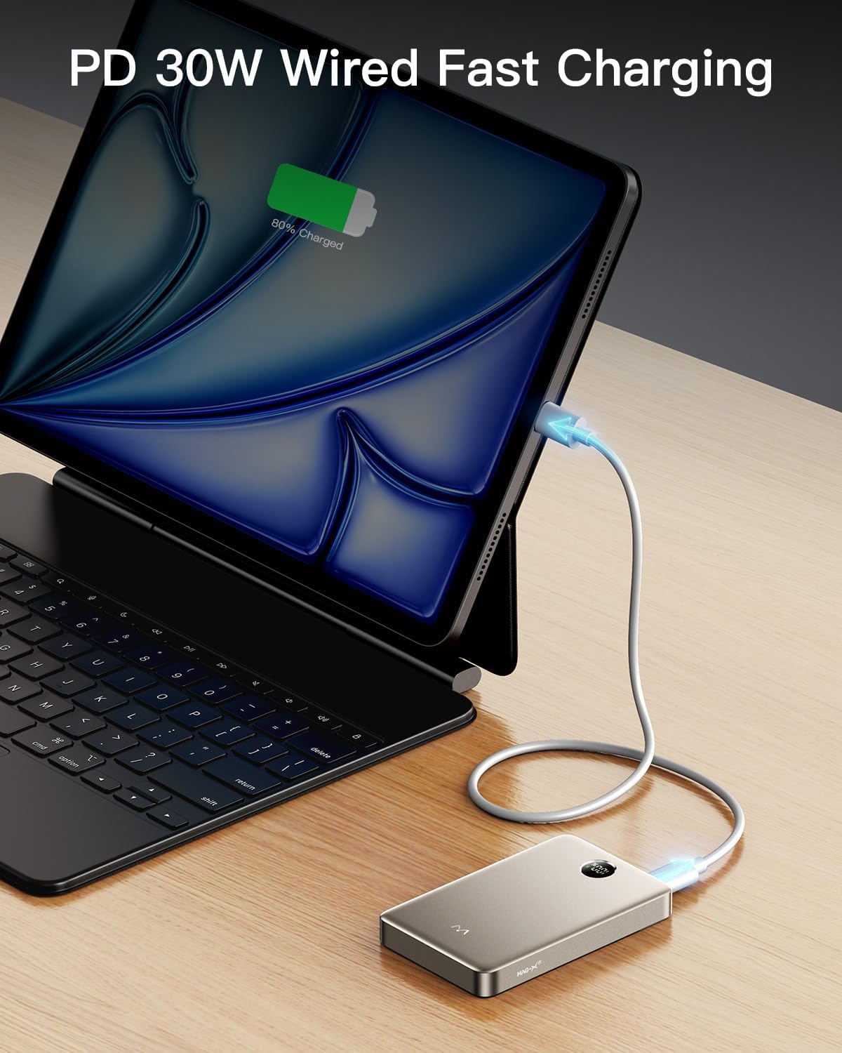 iWALK Magnetic Portable Charger, Qi2 Certified 15W Magnetic Power Bank with LED Display, 30W PD Fast Charging, 10,000mAh Battery Pack, Ergonomic Design, for iPhone 16/15/14/13/12 Series