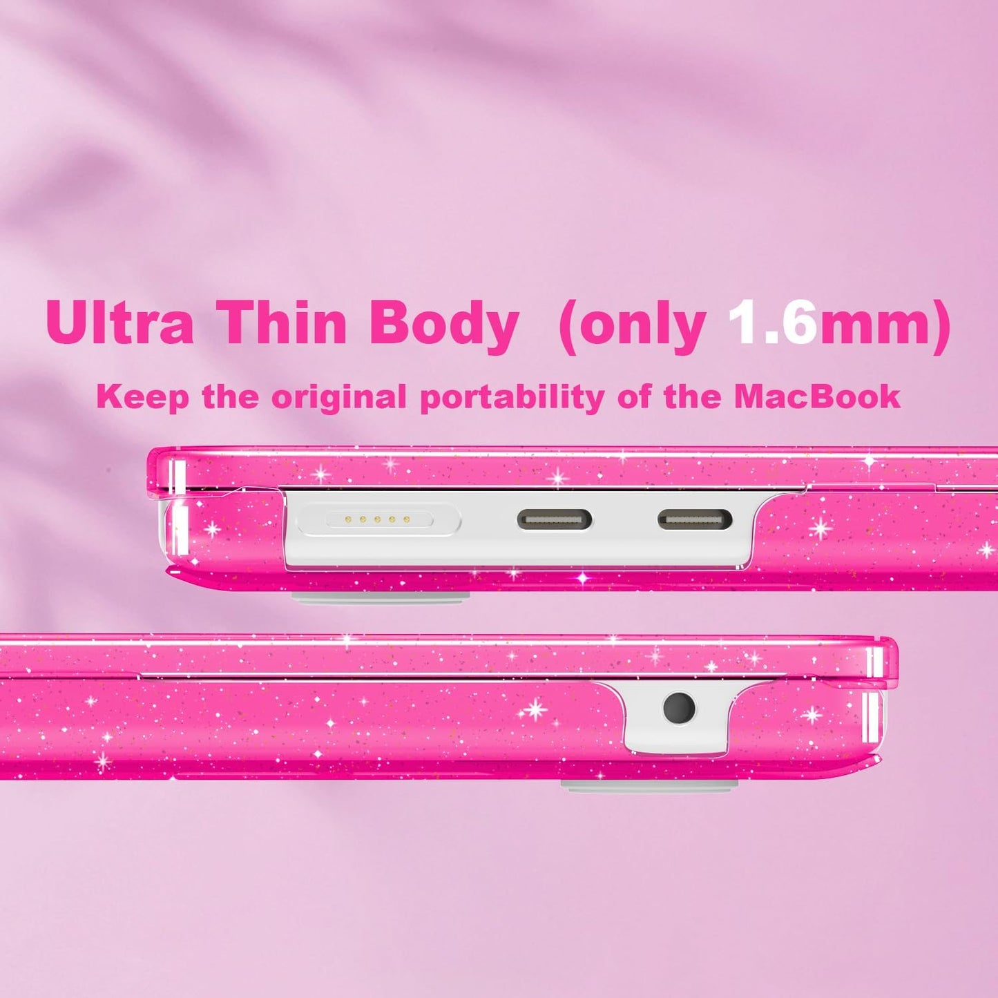 CISSOOK Compatible with MacBook Air 13.6 inch Case Glitter 2025 2024 2023 2022 A3240 M4 A3113 M3 A2681 M2 Chip, Sparkly Pink Bling Plastic Hard Shell Case for MacBook Air 13.6", Rose Pink Glitter