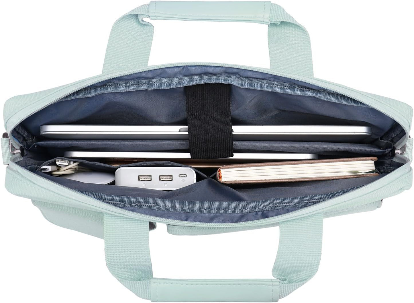 MOSISO Laptop Shoulder Bag, Computer Bag with 2 Raised&1 Flapover&1 Horizontal Pocket&Handle&Belt