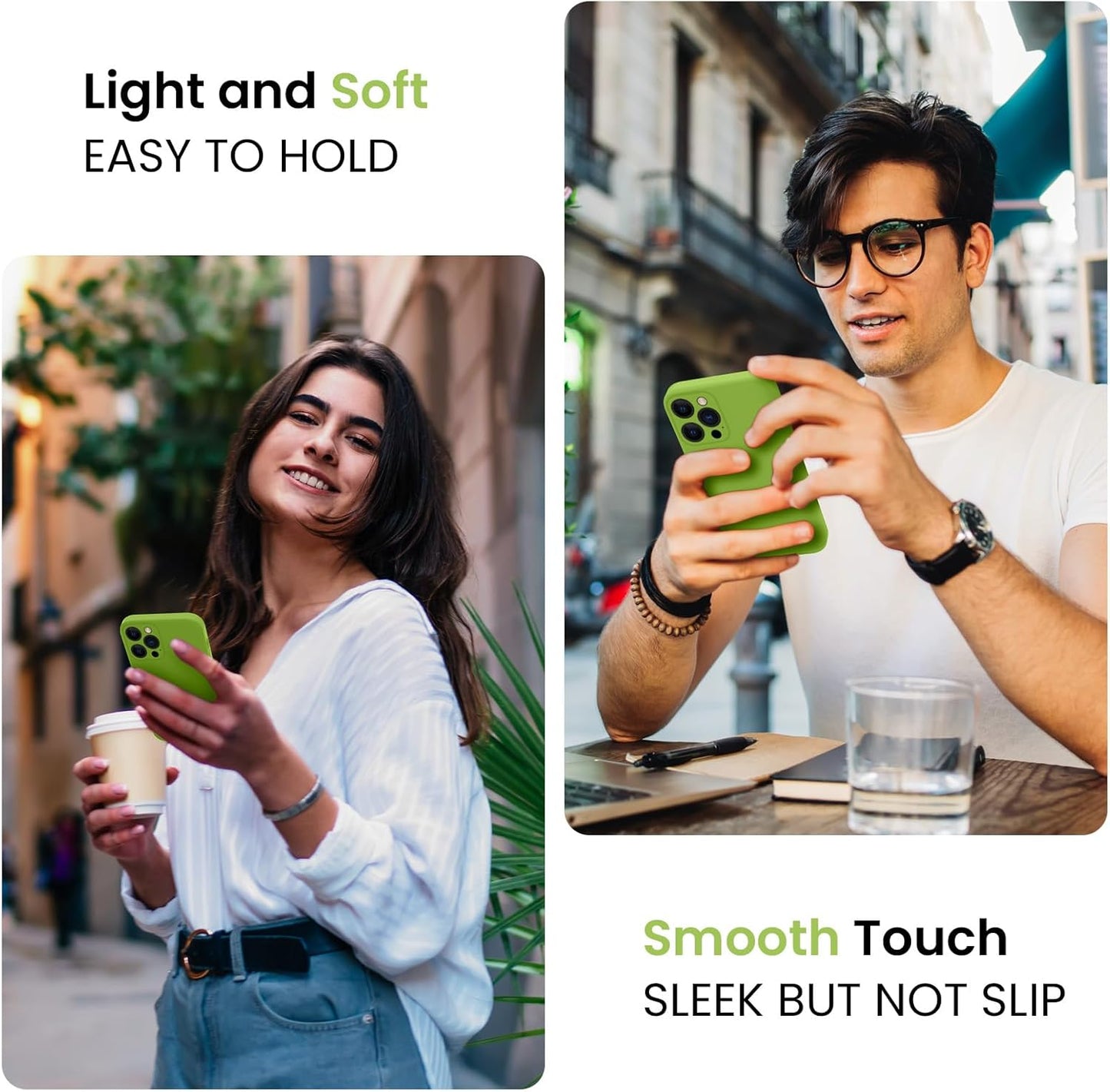 FireNova Designed for iPhone 15 Pro Max Case, Silicone Upgraded [Camera Protection] Phone Case with [2 Screen Protectors], Soft Anti-Scratch Microfiber Lining Inside, 6.7 inch, Sprout Green