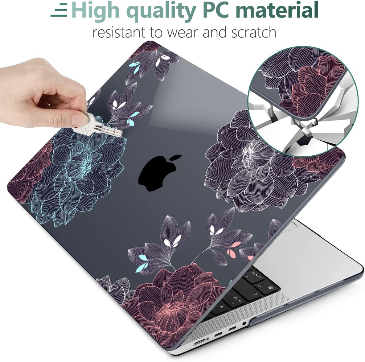 DONGKE for M4 MacBook Pro 16 Inch Case 2024 2023 2021 A3403 A3186 M3 A2991 M2 A2780 M1 A2485 Pro/Max Chip, Plastic Hard Shell Case & Keyboard Cover for Mac Pro 16 with Touch ID, Dahlia Flowers